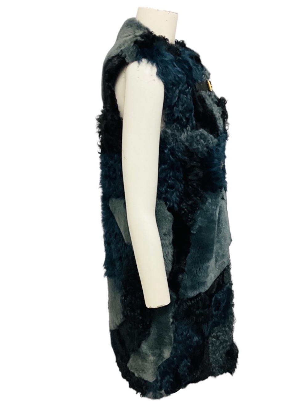 LOUIS VUITTON NAVY / SLATE BLUE / BLACK SILK LINED LAMB SHEARLING, RABBIT FUR, A - Picture 2 of 4